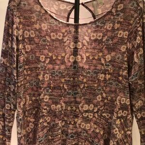 LC Lauren Conrad Pink Multicolor Floral Long-Sleeve shirt
